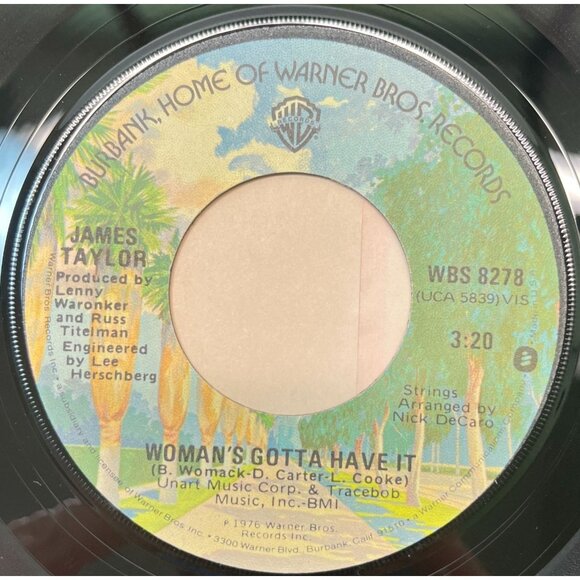 James Taylor You Make It Easy / Woman's Gotta Have It 45 Rock Vinyl 1976 - Picture 2 of 6